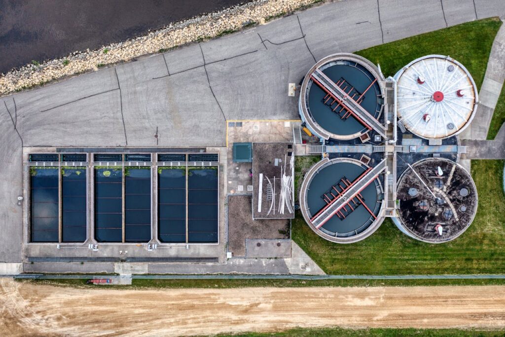 Aerial View of Silos